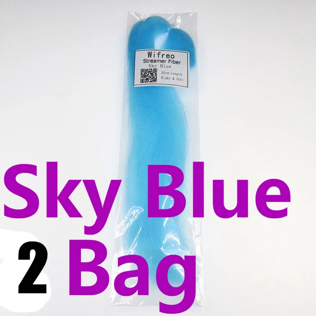 Sky Blue 2 bag Wifreo 2 шт. в упаковке 30 см гофрированный курчавый гольян волокно Стример Летать волокна Бактейл джиг голова Связывание материал для ловли нахлыстом приманка - Цвет: Sky Blue 2 bag