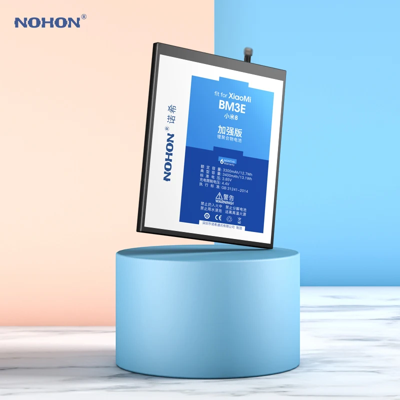Nohon-Bater&iacute;a Para Xiaomi Mi 8 BM3E, bater&iacute;a de pol&iacute;mero de litio con capacidad de 3300-3400mAh, herramientas gratuitas para Xiaomi 8 Mi8 BM3E-3