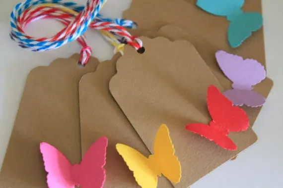 

beautiful 3D Butterfly favor tags Rustic wedding wish tree present tag bridal Birthday Blank Cards lable Scrapbook