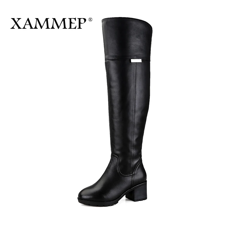 Брендовые женские сапоги Xammep выше колена большие размеры Высококачественная