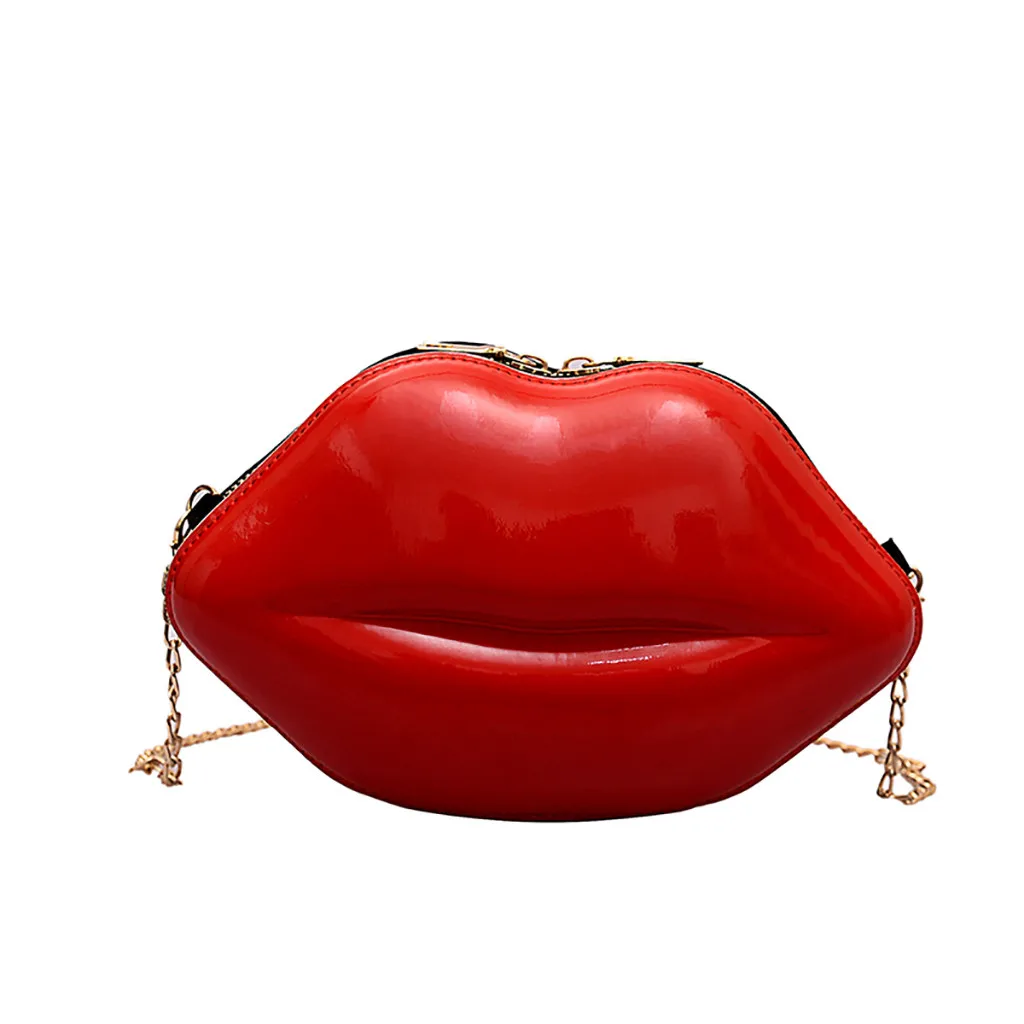 

OCARDIAN Handbags 2019 Women Red Lips Clutch Bag Ladies Pu Leather Chain Shoulder Bag Bolsa Evening Bag Lips Shape Purse J24