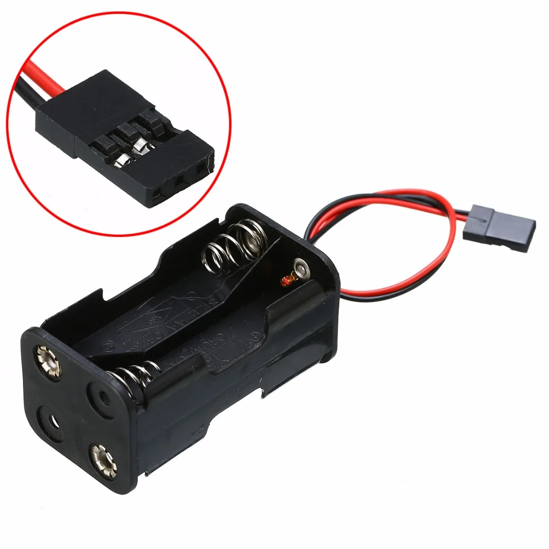 Черный Чехол-держатель для батарей 4 AA 6 0 V с проводными наконечниками + штекер Futaba