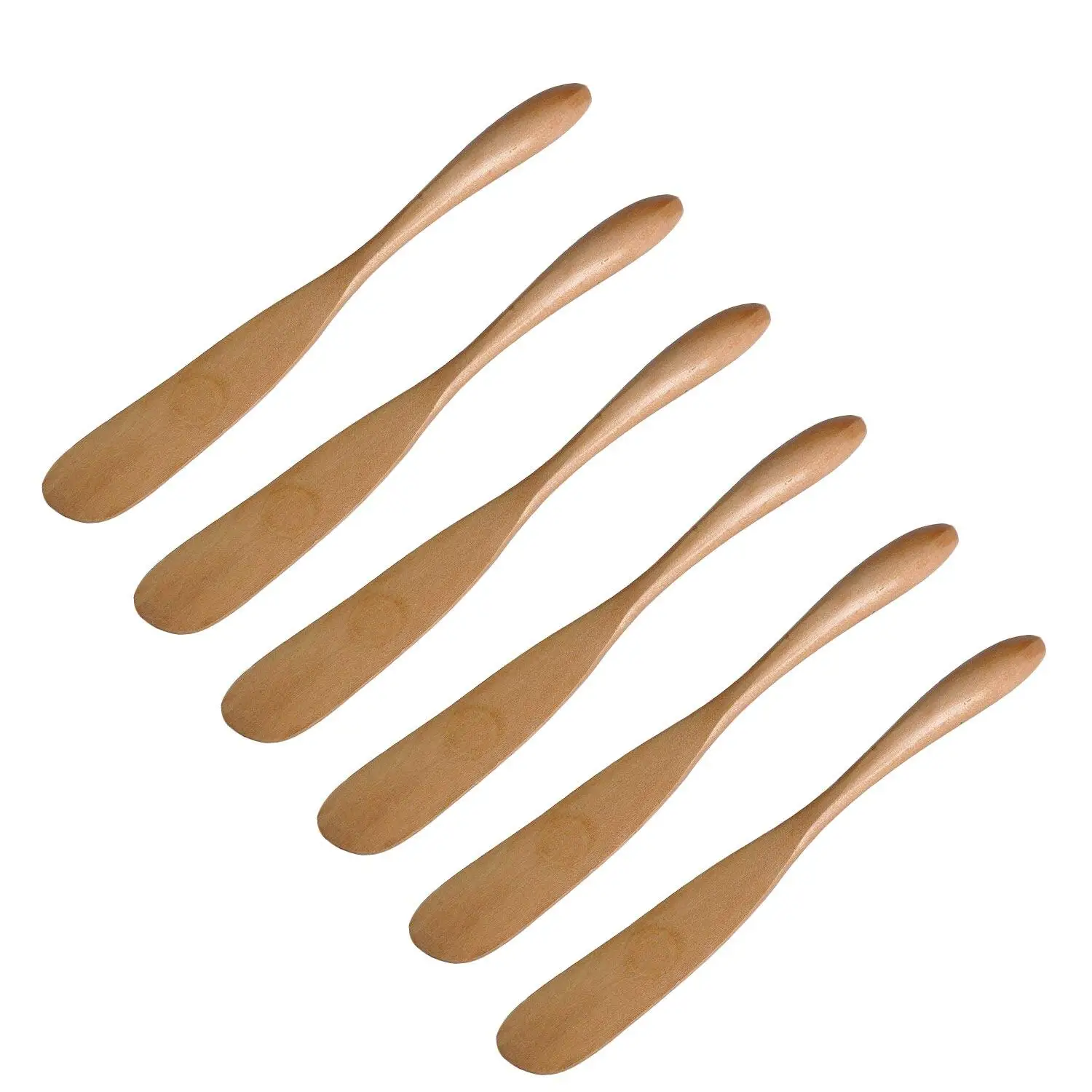 Wood Color Деревянный нож для масла и сыра 6,5 дюймов, нож для джема, масло, торт, нож, маска, 6 штук - Цвет: Wood Color