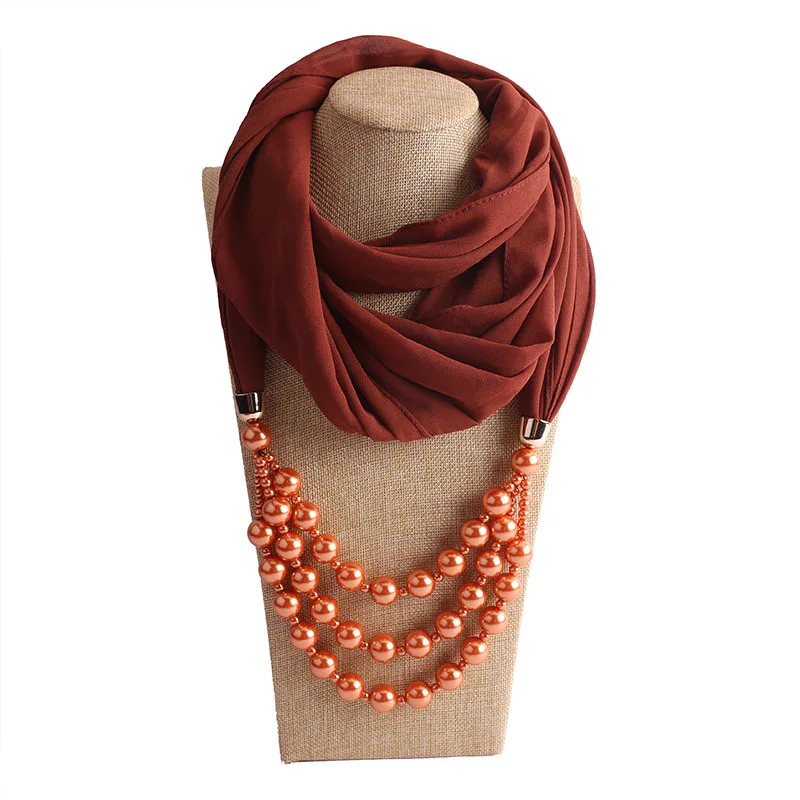 2019 Новый шифоновый шарф Женский Весна Зима подвеска с жемчужиной платок на шею