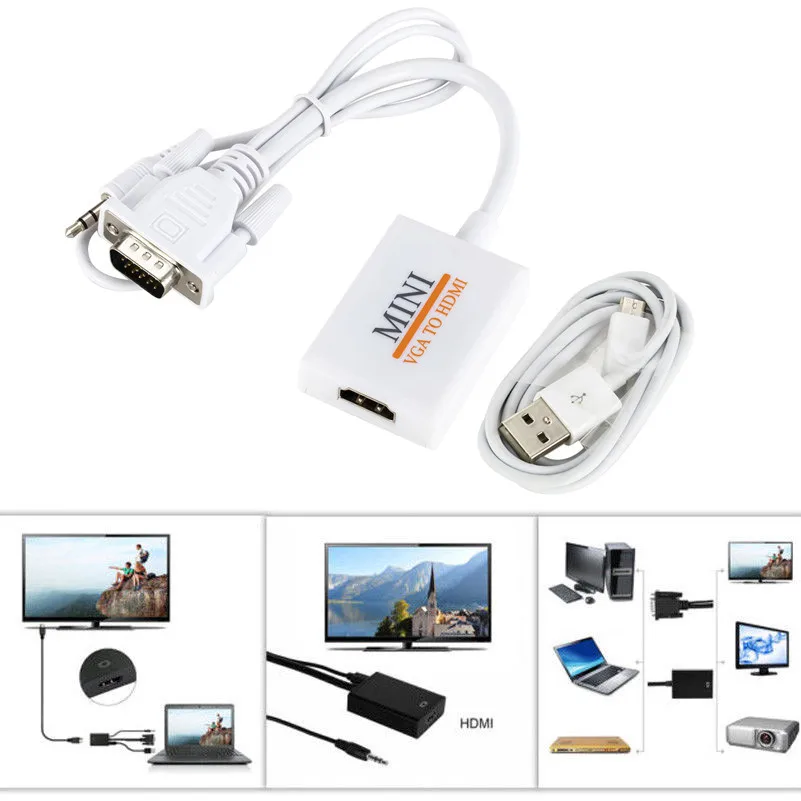 VGA вход HDMI выход 1080P HD + Аудио ТВ AV HDTV видео кабель конвертер адаптер 7 4 |