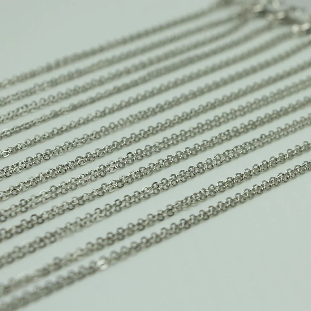 Rhodium Белый K цвета: золотистый, серебристый Лобстер Цепочки и ожерелья с подвесками 12 шт./упак. 40 см цепи для бижутерии, материал для рукоделия материалы, аксессуары - Цвет: Rhodium