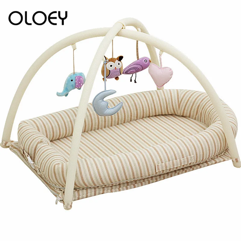 Baby Portable Trampoline Bed Newborn Cradle with Toy Game Detachable Ruffle Bassinet Travel Free Deliver | Мать и ребенок