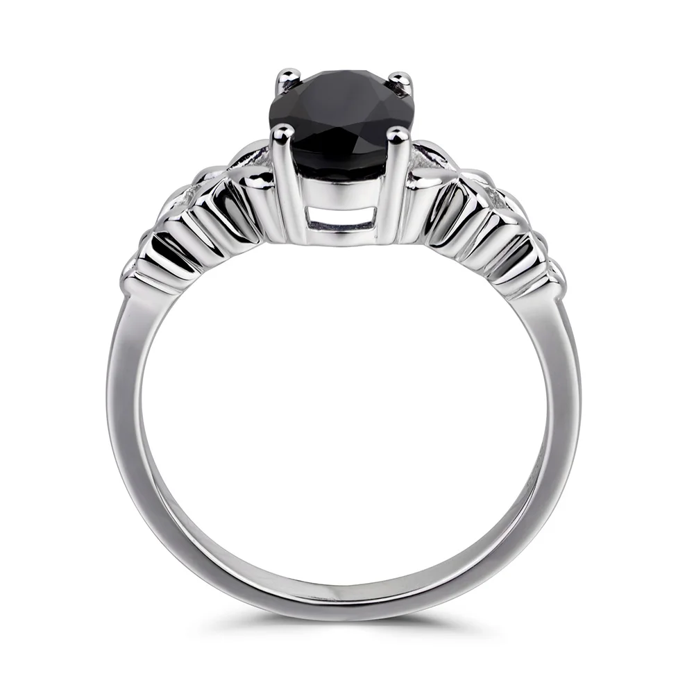 Женское кольцо из серебра 925 пробы с натуральным черным шпинелем|925 sterling gemstone