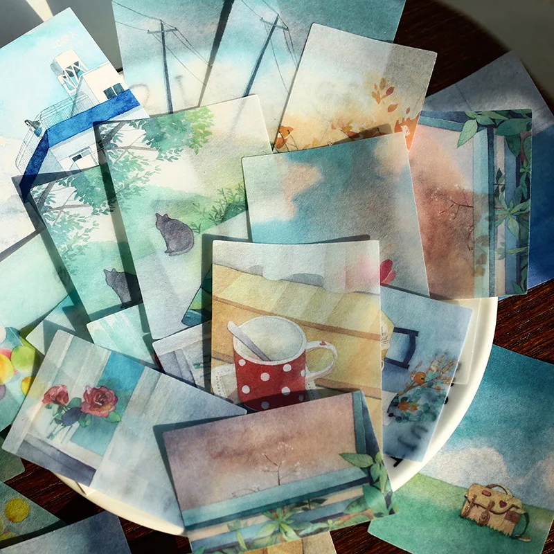 40pcs/pack Leaf Landscape Decorative Stickers Travel Journal Mobile Stickers DIY Album Diary Scrapbooking Craft Stationery Stick flamingo mark name stickers decorative stationery craft stickers scrapbooking diy stick label