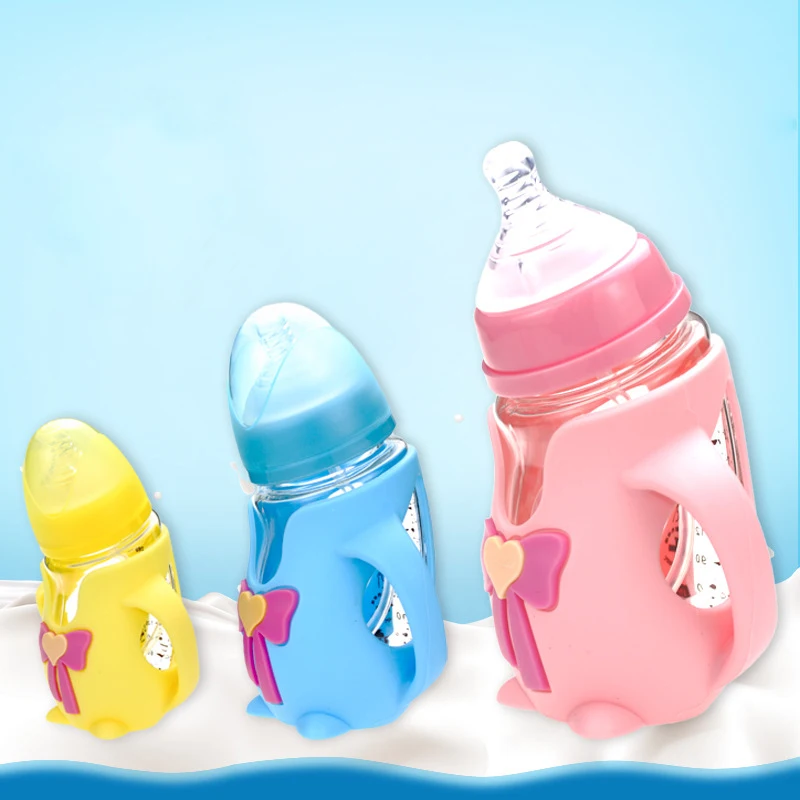 MMBABY 240 мл детская бутылка для комления молоком с силиконовым чехлом и ручкой