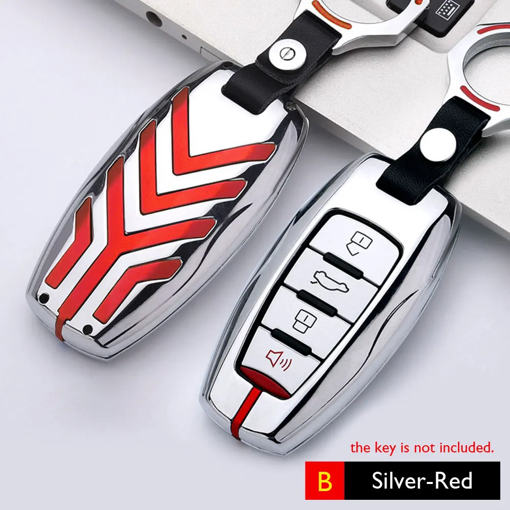 B-Silver-Red GMW H6 Samrt Автомобильный ключ крышка цветная полоса цинковый сплав пульт дистанционного управления брелок Оболочка Чехол брелок кожа для Great Wall Haval Coupe H7 H8 H9 - Название цвета: B-Silver-Red