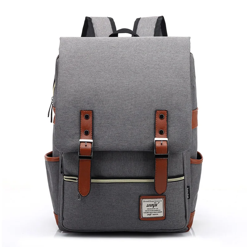 New Hot Leather Belt Anti Theft Boy Girl Student School Bag Teenagers Schoolbags Canvas Women Bagpack Men Backpack Travel Bag - Цвет: 03