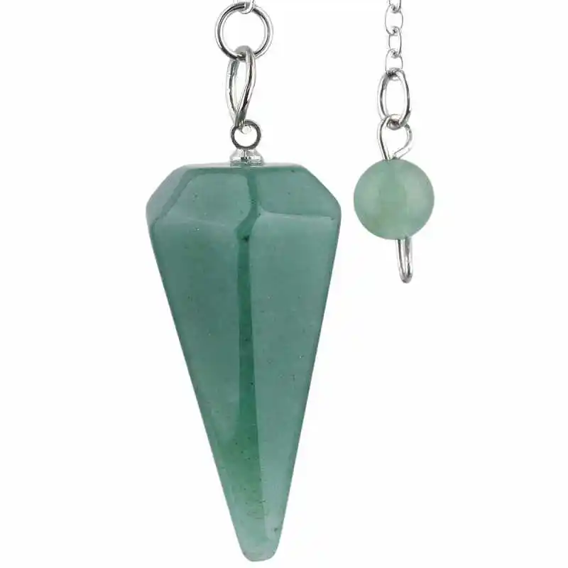 Green Aventurine SUNYIK кристалл, драгоценный камень шестиугольные Биолокация целительная Рейки Чакра подвеска Маятник цепь - Окраска металла: Green Aventurine