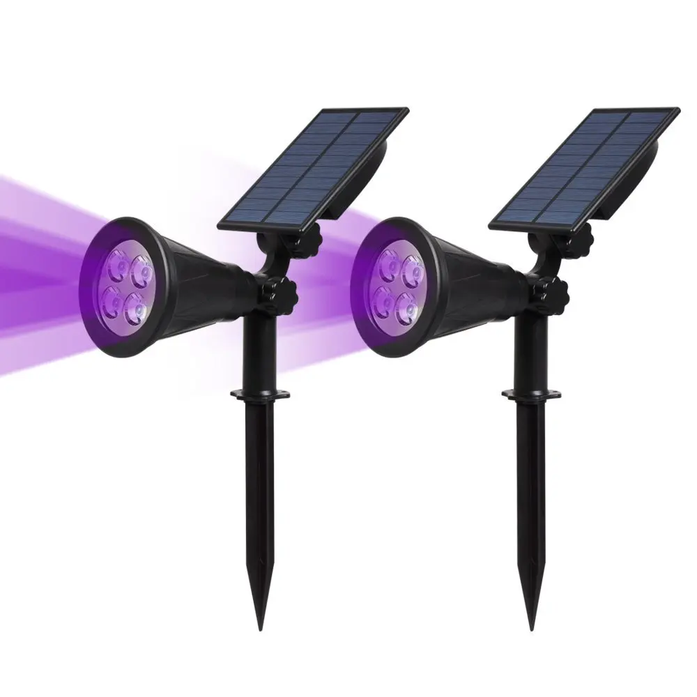 

T-SUNRISE 2 PACK Solar Spotlight LED Solar Powered Spotlight Outdoor Wall Light Landscape Light for Garden Street Purple Color