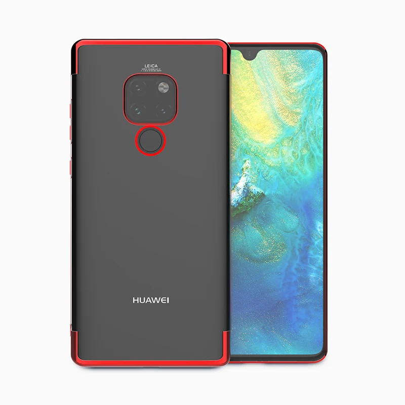 Красный ITEUU TPU прозрачный гальванический чехол для телефона huawei mate 20 mate 20 Pro Чехол s мягкая прозрачная задняя крышка Роскошный чехол - Цвет: Красный