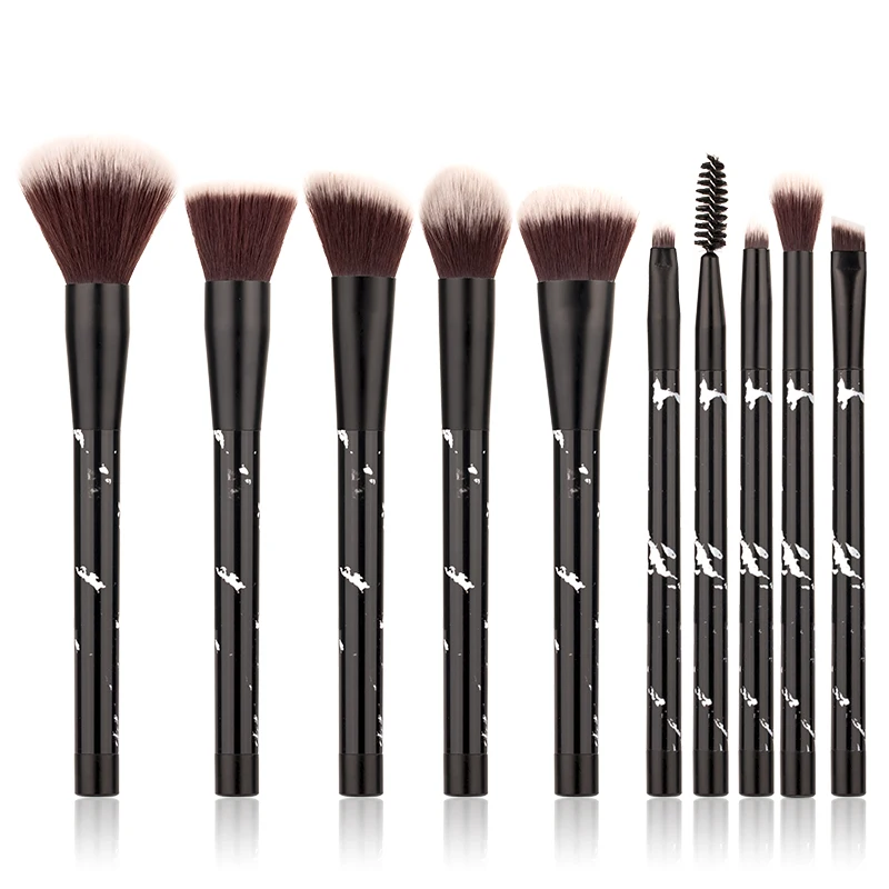 BBL 10 шт. настоящий элегантный черный мраморный набор кистей для макияжа дизайн