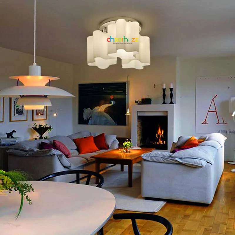 Современная Минималистичная стеклянная потолочная лампа с тремя светильниками