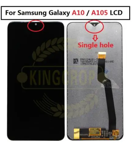 Для samsung galaxy A10 lcd дигитайзер A105/DS A105F A105FD A105M дисплей сенсорный экран с рамкой дигитайзер для samsung A10 lcd - Цвет: Single hole Black