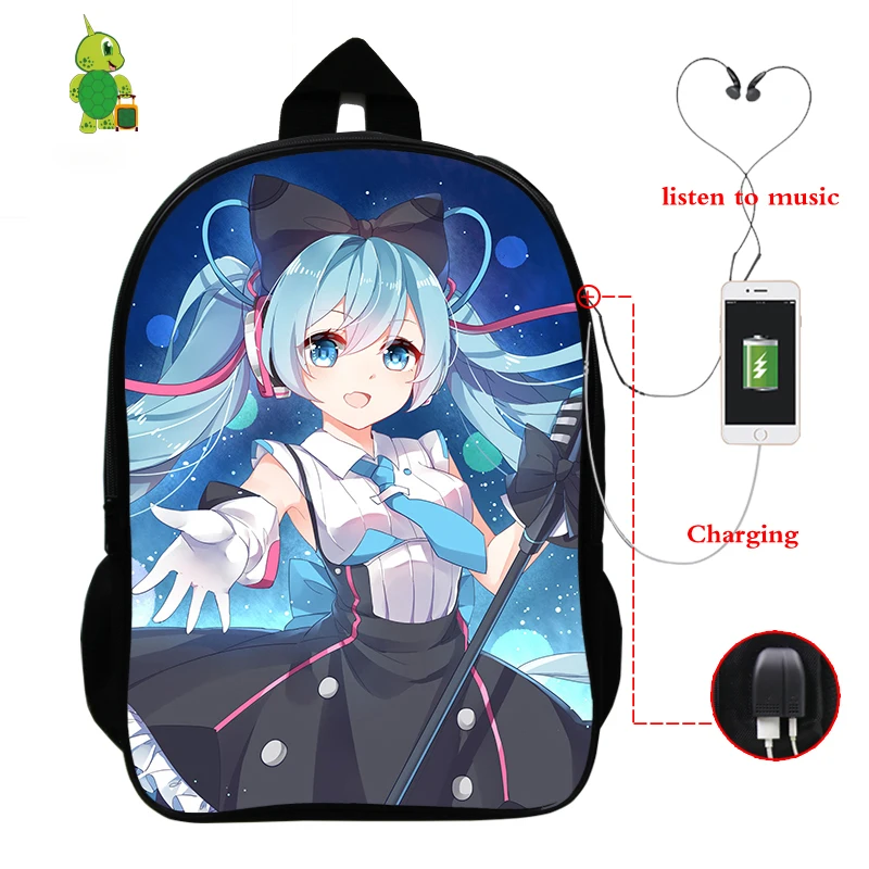 Аниме Хацунэ рюкзак с Miku школьные сумки для подростков мальчиков и девочек USB зарядка рюкзак многофункциональный рюкзак для ноутбука, сумки для путешествий