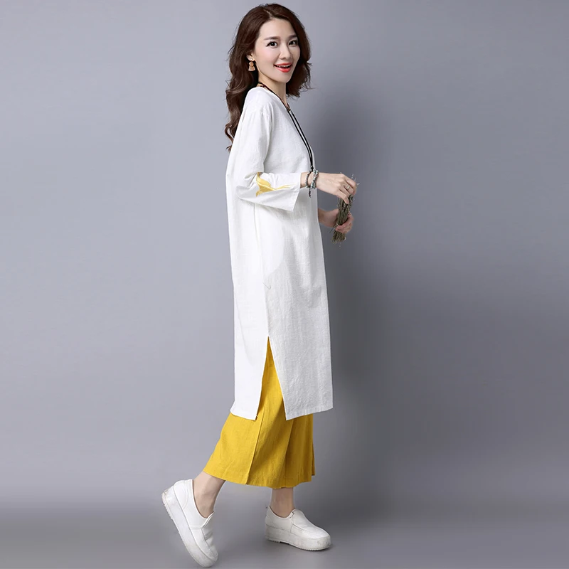 Осень 2017 г. Повседневное Для женщин Платья для Вышивка Твердые свободные плюс