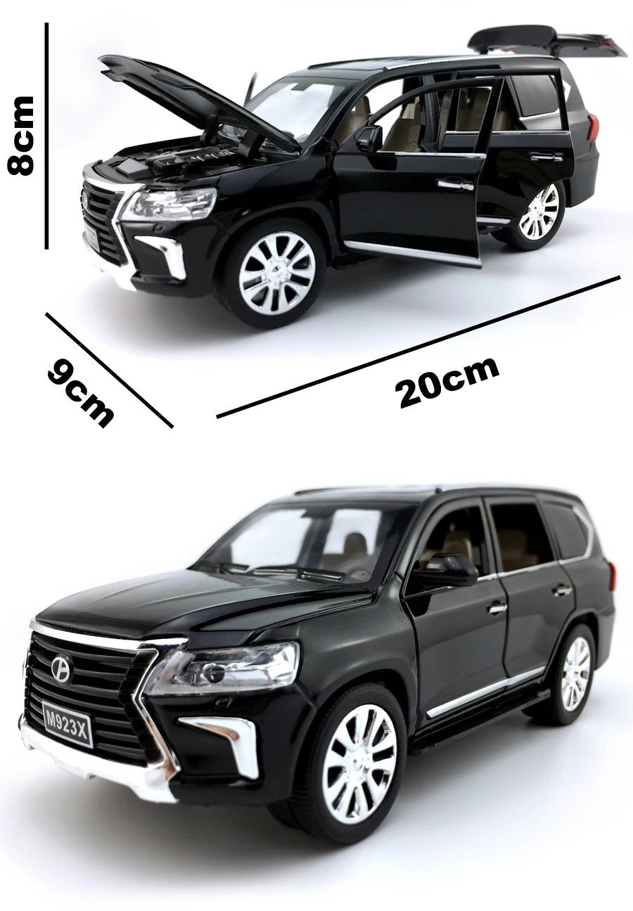 Литая модель автомобиля из 1:24 сплава для Lexus LX570, игрушечный автомобиль отличного качества для коллекции, вытяжной автомобиль со звуком и светильник