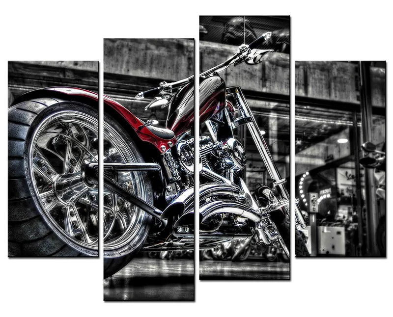 

Pictures Home Decor Paintings On Canvas Posters And Prints Pictures On The Wall 4 Panel The Motorcycle Landscape Frames PENGDA
