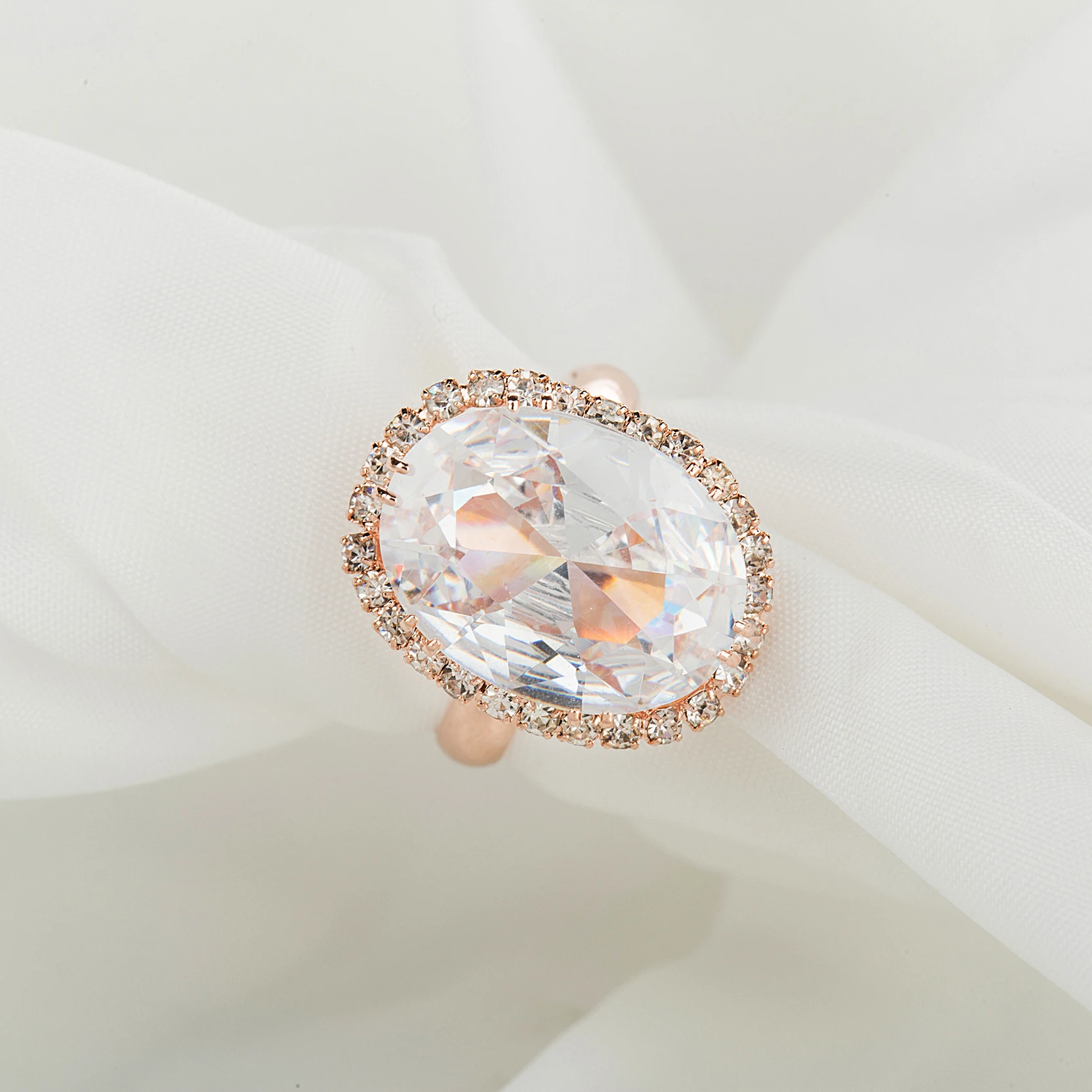 Женские регулируемые кольца Manxiuni винтажные с кубическим цирконием овальной