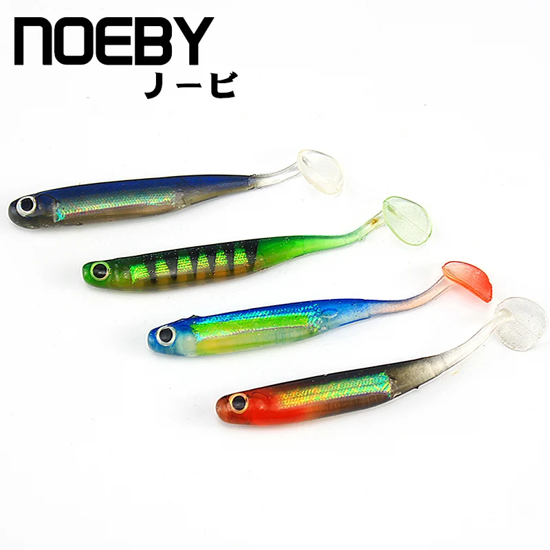 NOEBY W8024 мягкие рыболовные силиконовые приманки leurre souple 75 мм 115 мм t хвост внутренний лазер для морского окуня Щука окуня