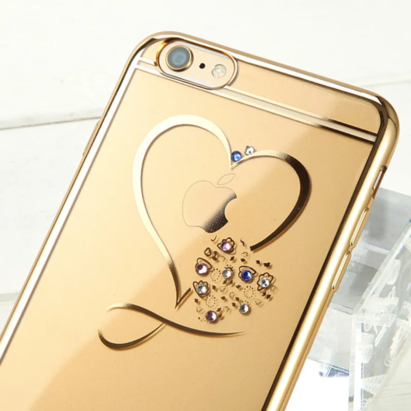 Сердце любовь Покрытие Крышки Для iPhone 7 PLUS 6/6 s 6 Плюс 5 5S SE Diamond Crystal Clear Мягкие TPU Коке