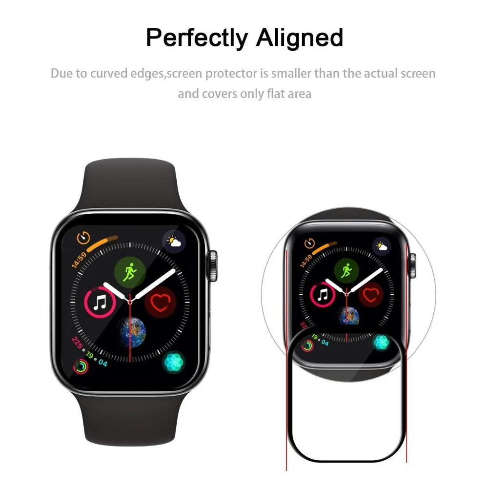 4D изогнутая 9H закаленная пленка для Apple Watch 40/44 мм 38/42 Защита экрана Series watch 4/3/2