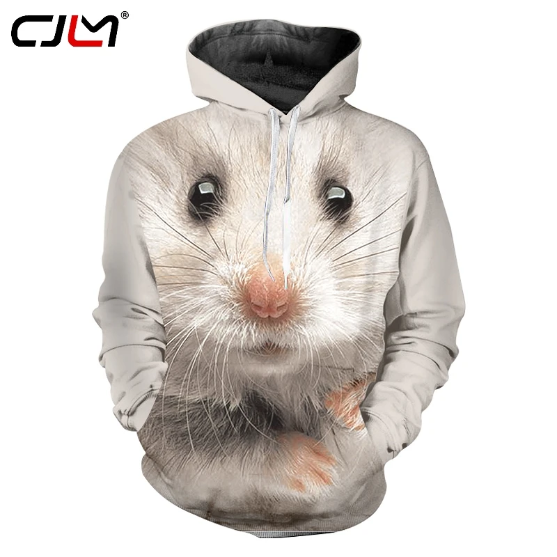 CJLM 2019 цифровая печать Сублимация 3D полная животных белая мышь Толстовка Мужская