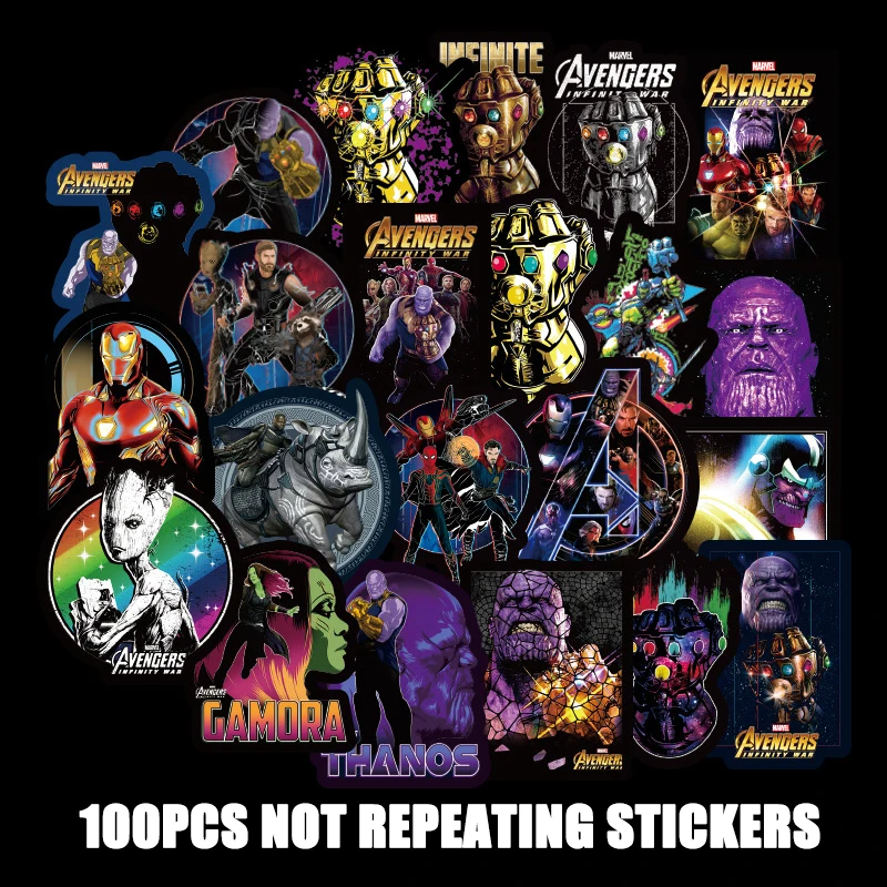 108pcs 108 шт./компл. мультфильм наклейки Marvel Одежда «Супергерои» для Чемодан автомобиля ноутбук Тетрадь наклейка на Холодильник Скейтборд F2 - Цвет: 108pcs