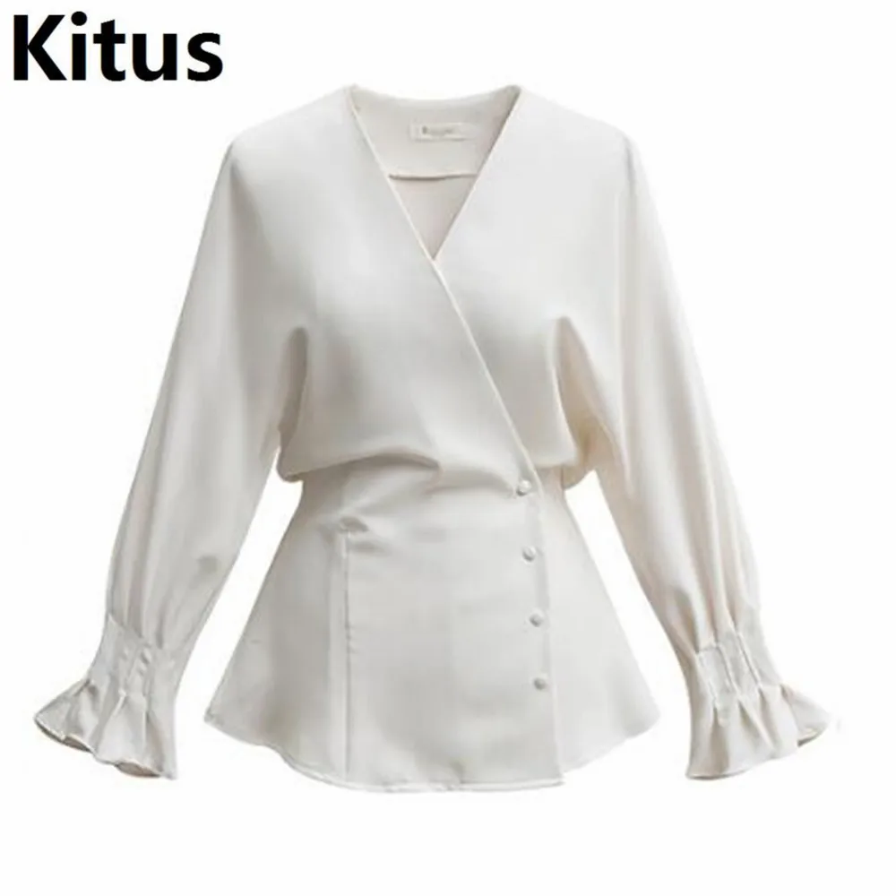 Элегантный шифоновый топ и блузка рубашка Для женщин V Средства ухода за кожей