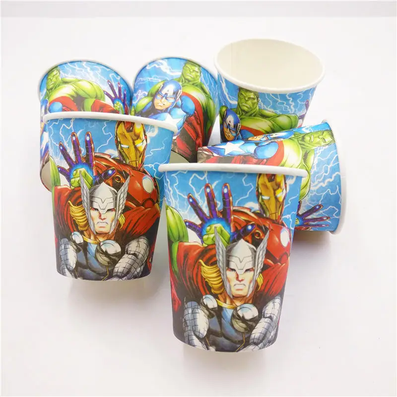 cups 10pcs С супер героями, Мстители, украшения, товары для вечеринки одноразовая скатерть чашки тарелки соломенная шляпа для маленьких мальчиков на день рождения, подарки, набор - Цвет: cups 10pcs
