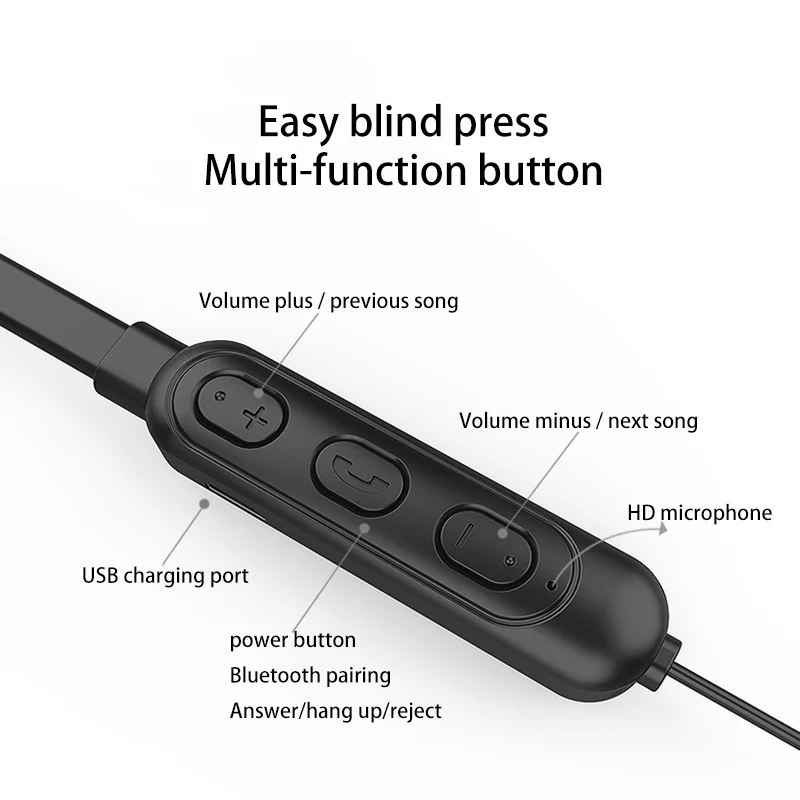 Новые беспроводные наушники с магнитным креплением Memory Collar HiFi звукового качества спортивные наушники с IPX5 водонепроницаемостью и беспроводным микрофоном Bluetooth 5.0.