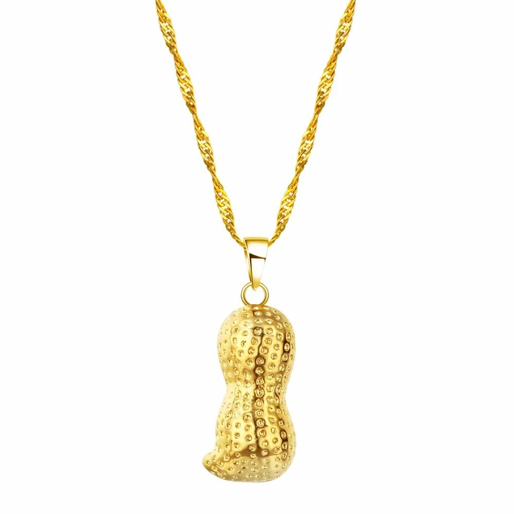 CHENGXUN Goldern Peanut Pendant Necklace Women Jewelry Men Kids Children Birth Day Decoration Accessories Choker | Украшения и