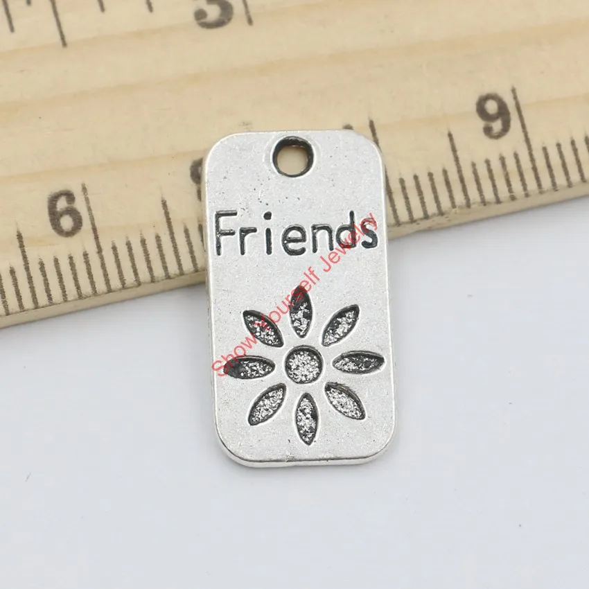 10 шт. тибетские посеребренные Подвески Friends Forever с цветами для изготовления