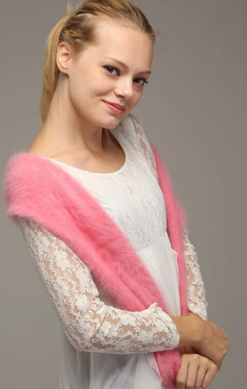 Женский шарф из кашемира теплый натурального меха норки FP862 2019|fur pashmina|cashmere scarffashion