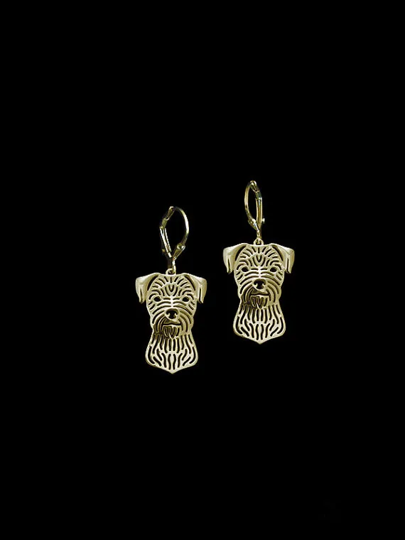 

Trendy cute Border Terrier drop earrings gold silver earrings women fashion jewelry