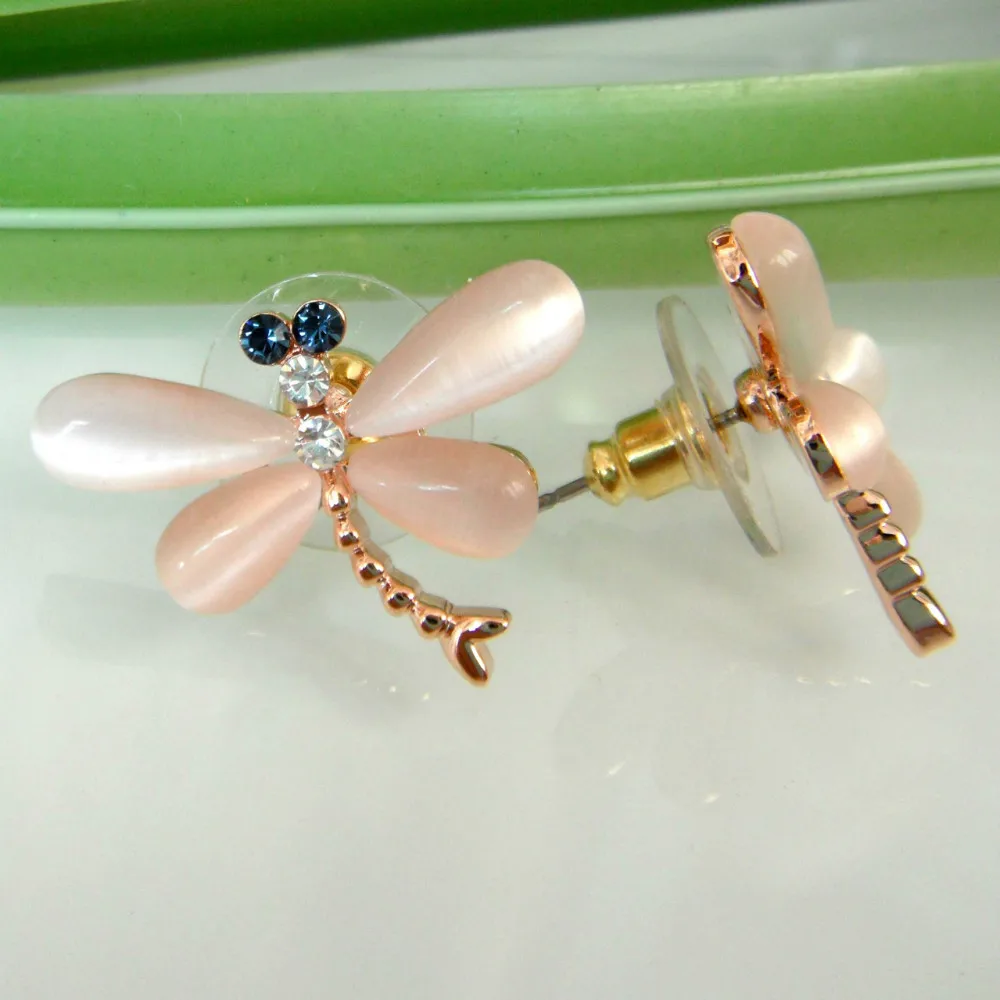 Navachi Стрекоза опал желтый GP Кристалл серьги гвоздики SMT1246|earring gemstone|earrings filigreeearings |