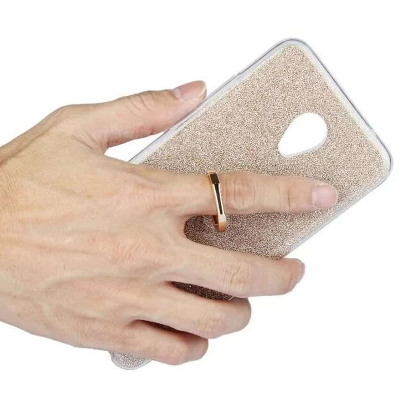 Cover Phone Case For Meizu M3E Meilan E 5.5&quot High Quality TPU Silicone Transparent Shell Flash Glitter Powder Finger Ring Stent |