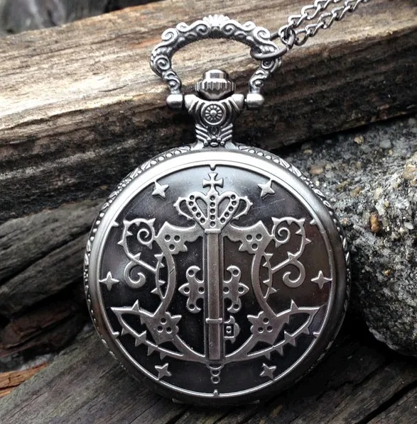 

Анимационный мультфильм Черный Батлер Себастьян Шумахер кварцевые карманные часы ожерелье с цепью мужские подарки для детей