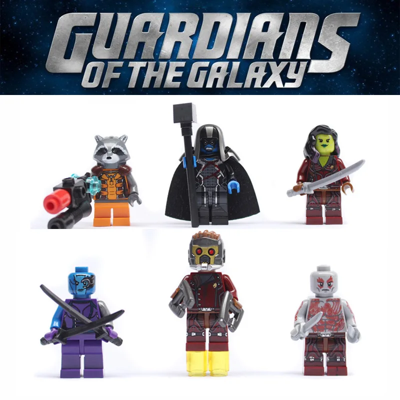 6 шт. Galaxy Guard енот ракета Star Jazz Ronan inchargent строительные блоки мини модель игрушки для
