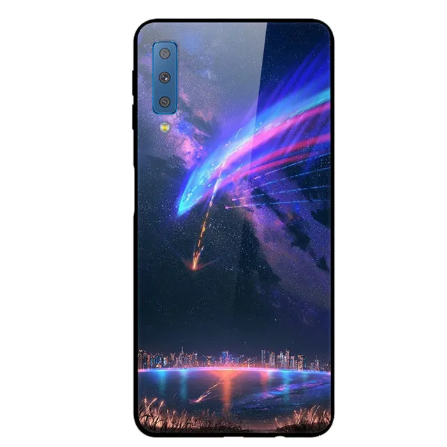 2 A7 2018 Для samsung A7 чехол из закаленного стекла A750 жесткий чехол для samsung Galaxy A7 чехлы для телефонов Чехол 7 7A мягкий бампер - Цвет: 2 A7 2018