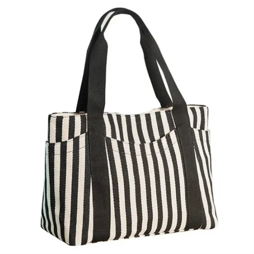 Женские модные сумки через плечо Холщовая Сумка в полоску Повседневная сумка