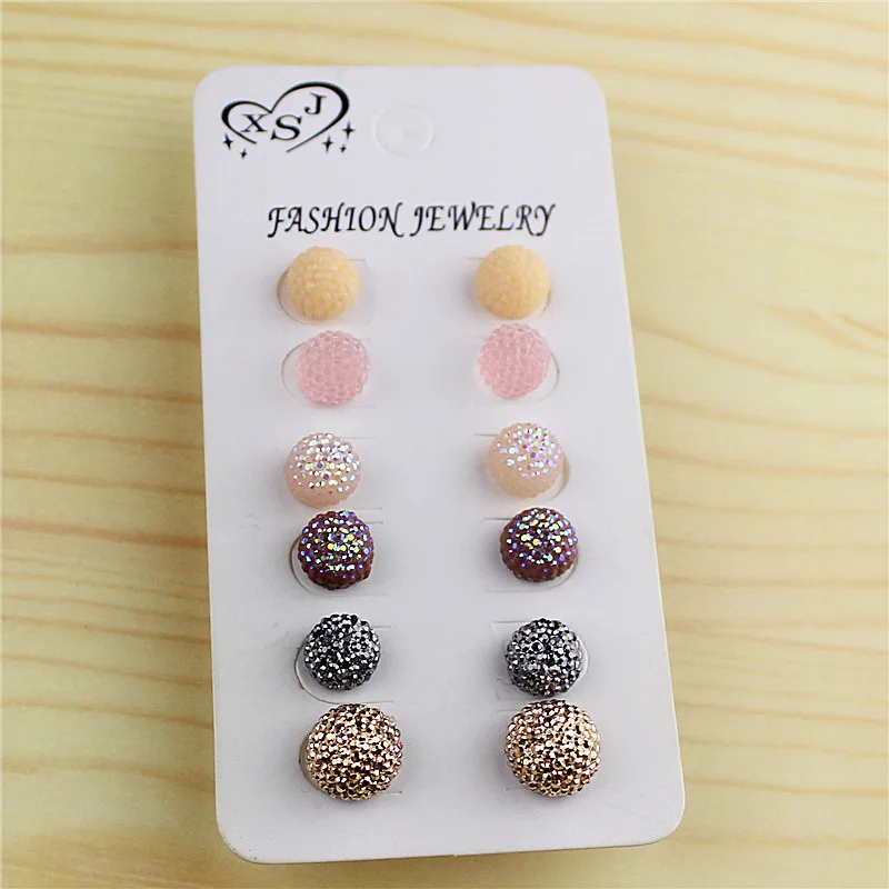 6 Пары/компл. Новые популярные женские ювелирные изделия оптом красивые серьги на