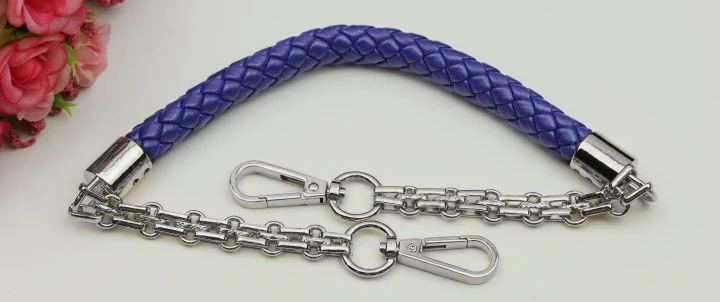 Blue DIY 50 см металлическая Серебряная цепочка сменные ремешки для сумок 18 цветов из искусственной кожи ручки для маленьких сумок, сумки аксессуары - Цвет: Blue