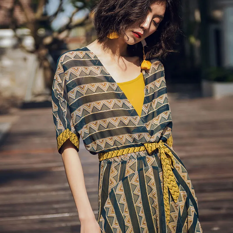 HEE GRAND 2018 богемные 2 шт длинные платья с поясами женское асимметричное летнее