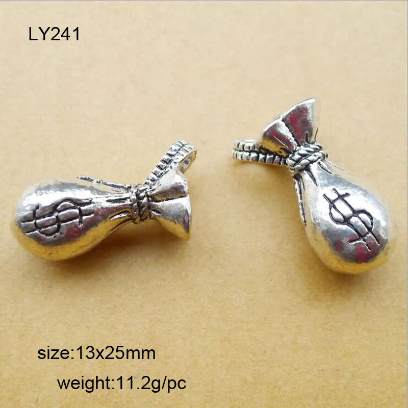 

10pcs Antique Silver Plated Money Bags Charms Pendants for Jewelry Making DIY Handmade Craft 13x25mm