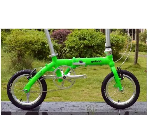 green YNHON Складная велосипедная Рама 14 дюймов BMX 6061 алюминиевый сплав V тормозные рамы для велосипеда передняя вилка 74 мм Задняя рама 85 мм - Цвет: green
